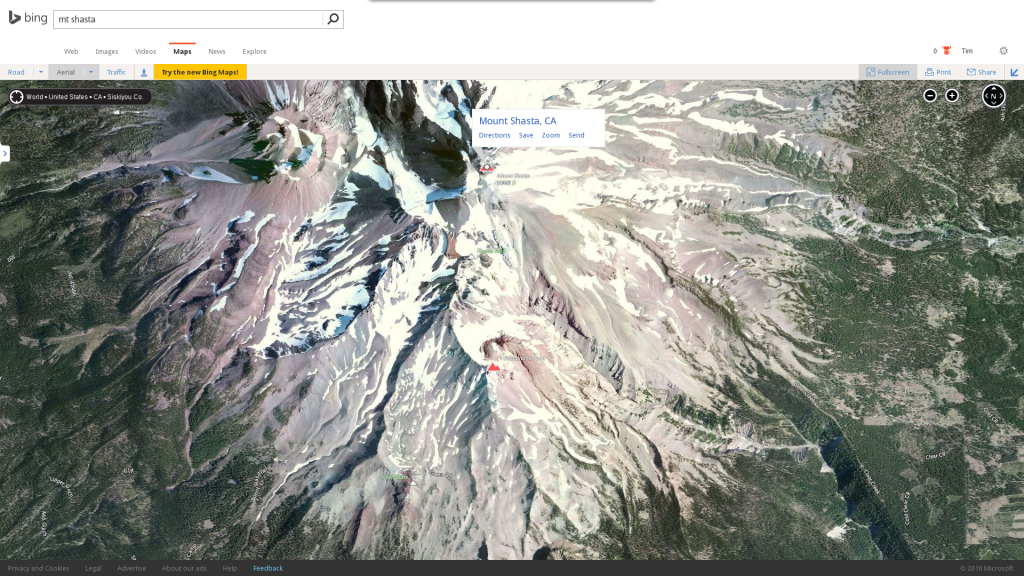 Mt Shasta Bing Screenshot - Tim Rabideau